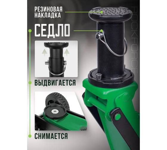 Подкатной гидравлический домкрат Rockforce 2.5т, h min 155мм, h max 615 мм RF-T830018E MT(57717)