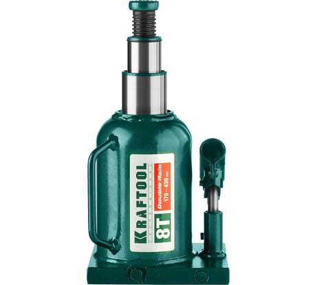 Гидравлический бутылочный телескопический домкрат KRAFTOOL Double ram 8т, 170-430мм 43463-8