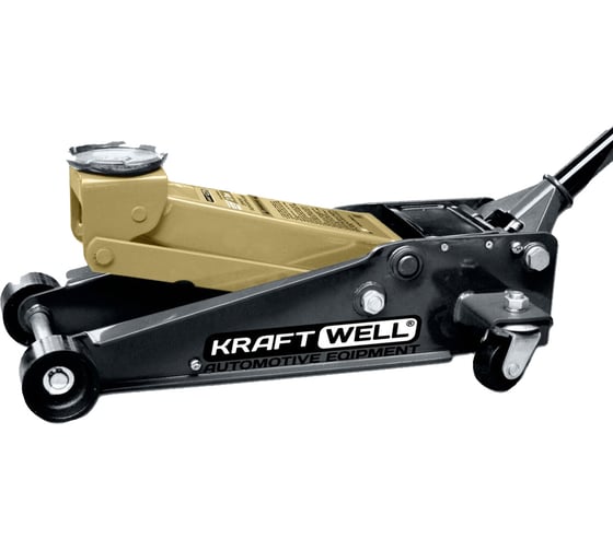 Подкатной гидравлический домкрат KraftWell г/п 3000 кг, цвет черный/золотистый KRWFJ3D gold 1