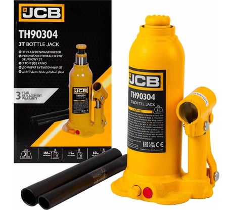 Домкрат бутылочный JCB 3т с клапаном JCB-TH90304(58022)