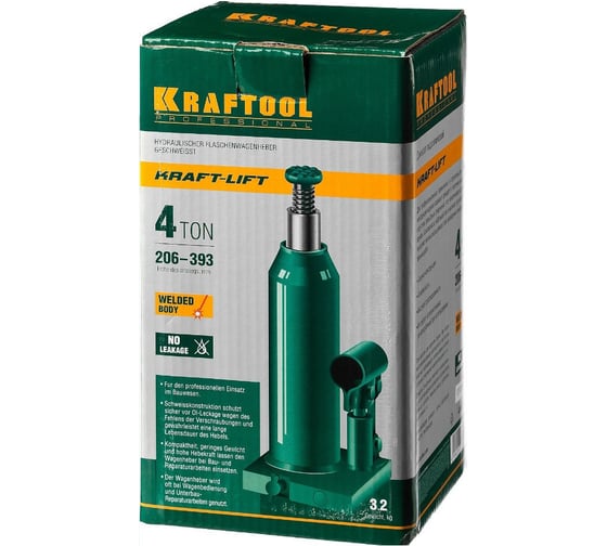 Гидравлический бутылочный домкрат KRAFTOOL Kraft-Lift, сварной, 2 т, 160-310 мм, 43462-2 43462-2_z01