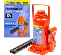 Домкрат бутылочный Partner 12т с клапаном h min 200мм, h max 385мм, ход штока-125мм, ход винта-60мм PA-T91204(52695)