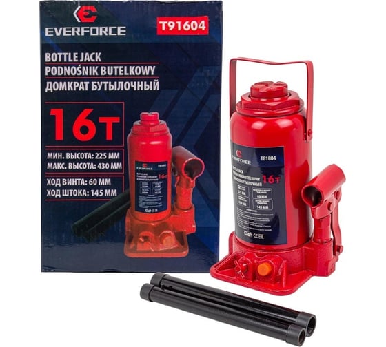 Домкрат бутылочный EVERFORCE 16т EF-T91604(52656)