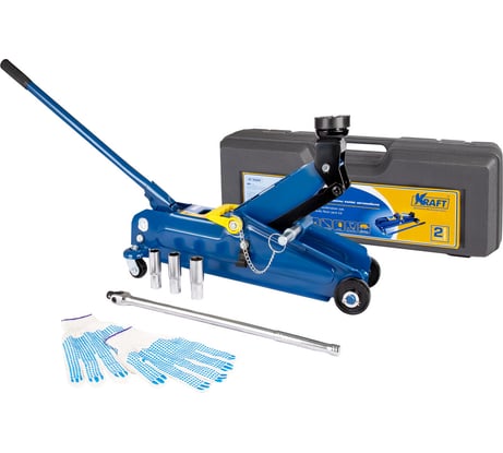 Набор для замены колеса с подкатным домкратом в кейсе KRAFT 3 т, 17х19х21 мм KT 703042