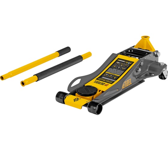 Домкрат гидравлический подкатной Denzel 3т, 75-500мм, быстрый подъем, низкий подхват, проф. 51250 1