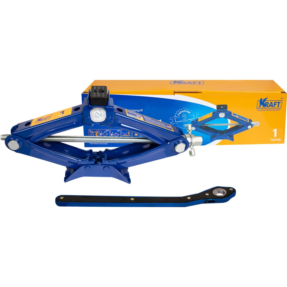 Ромбический домкрат с трещоточной рукояткой KRAFT 1 т KT 800070 ...