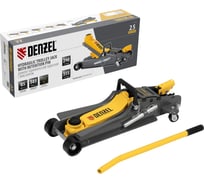 Домкрат гидравлический подкатной Denzel с фиксатором, 2,5 т, 85-385 мм 51232