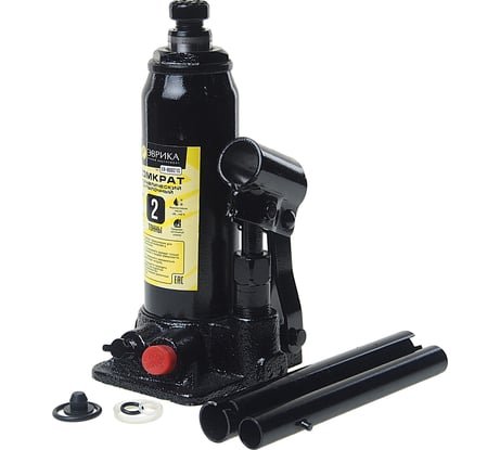 Гидравлический домкрат бутылочный с клапаном 2т, ремкомплект в кейсе Эврика ER-80021S 839176