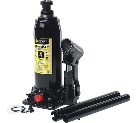Гидравлический домкрат бутылочный с клапаном 4т, ремкомплект в кейсе Эврика ER-80041S 839181