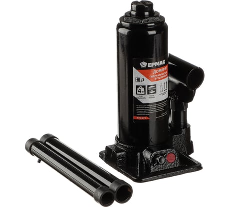 Гидравлический бутылочный домкрат ЕРМАК 4 т, 195-380 мм 770-075