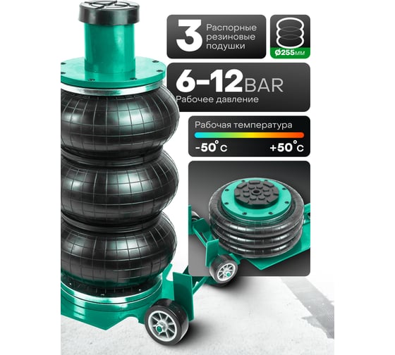 Домкрат подкатной пневматический Rockforce 3т RF-TRA1724(59250)