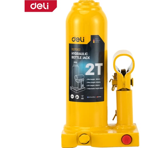 Домкрат бутылочный гидравлический 2т DQ71002 (высота подъема 180-333мм) DELI 130436 1