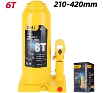 Домкрат бутылочный гидравлический 6т DQ71006 (высота подъема 210-420мм) DELI 130442