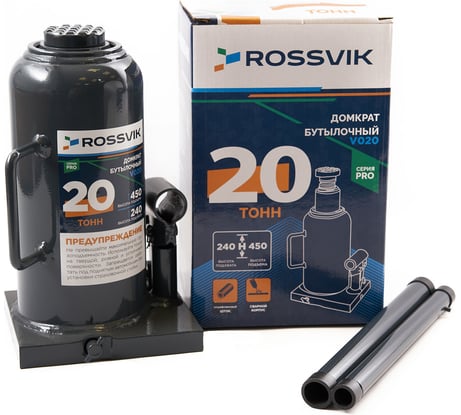 Домкрат бутылочный Rossvik PRO V020 г/п 20.0 т V020 PRO