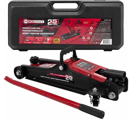 Домкрат подкатной гидравлический Forcekraft 2.5т (h min 90мм, h max 400мм) в кейсе FK-T830031DS(61302)