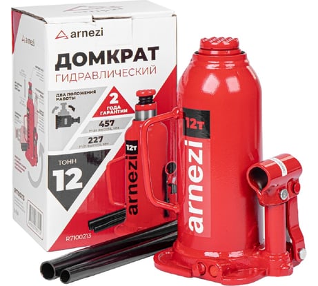 Домкрат гидравлический бутылочный ARNEZI 12т 227-457мм R7100213