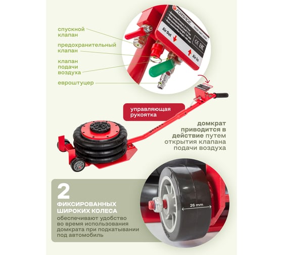 Домкрат подкатной пневматический Forsage 5т F-YHQD-3WT-320A(48280)
