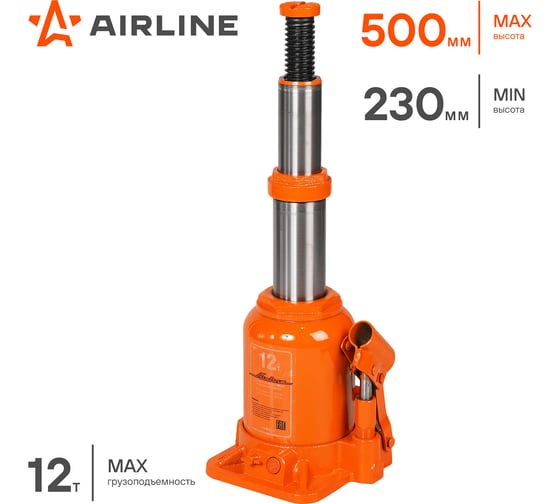 Телескопический домкрат Airline 12 т, в сумке, MIN - 230 мм, MAX - 500 мм AJ-TB-12