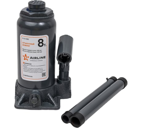 Бутылочный домкрат Airline S 8 т, MIN - 200 мм, MAX - 385 мм AJ-B-08S