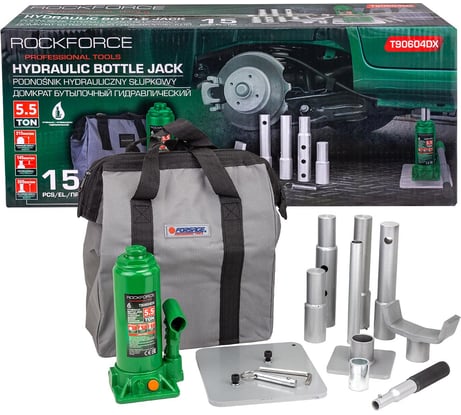 Домкрат бутылочный гидравлический Rockforce 5,5т RF-T90604DX(62597)