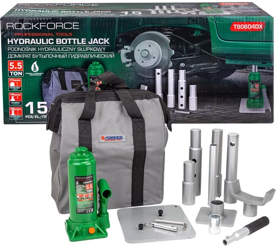 Домкрат бутылочный гидравлический Rockforce 5,5т RF-T90604DX(62597)