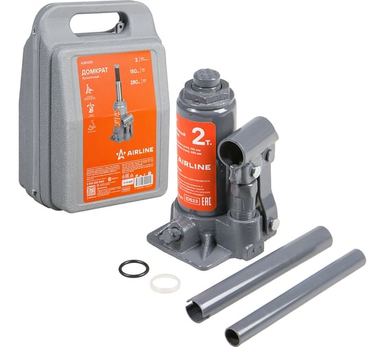 Домкрат бутылочный AIRLINE 2т 150-280 мм, кейс AJB02SK 1