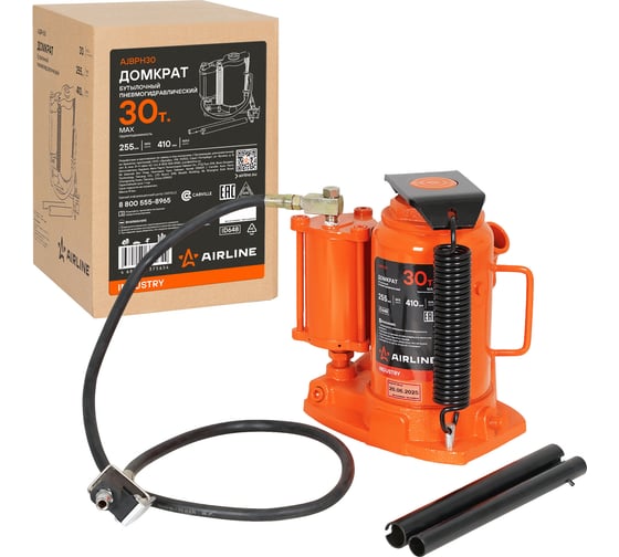 Домкрат бутылочный пневмогидравлический AIRLINE 30т, 255-410 мм AJBPH30