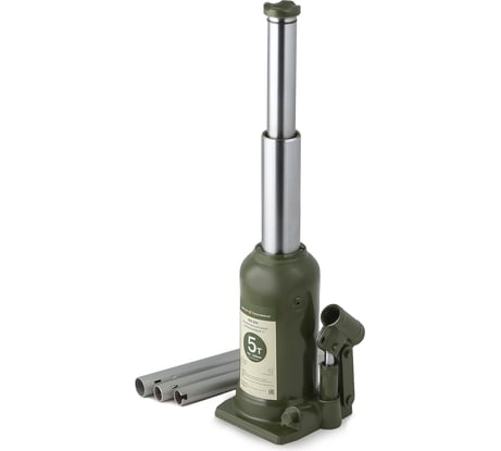 Гидравлический бутылочный домкрат Дело Техники двухштоковый, 5 т, 222-500 мм 903350