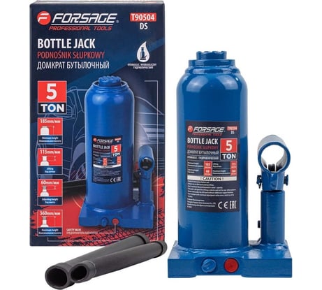 Бутылочный домкрат Forsage 5 т, с клапаном, 195-395 мм F-T90504(DS)(51362) F-T90504 DS(51362)