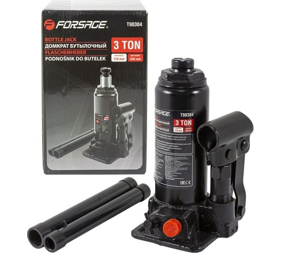 Бутылочный домкрат Forsage F-T90304(DS) 3 т, с клапаном, 170-330 мм 51443