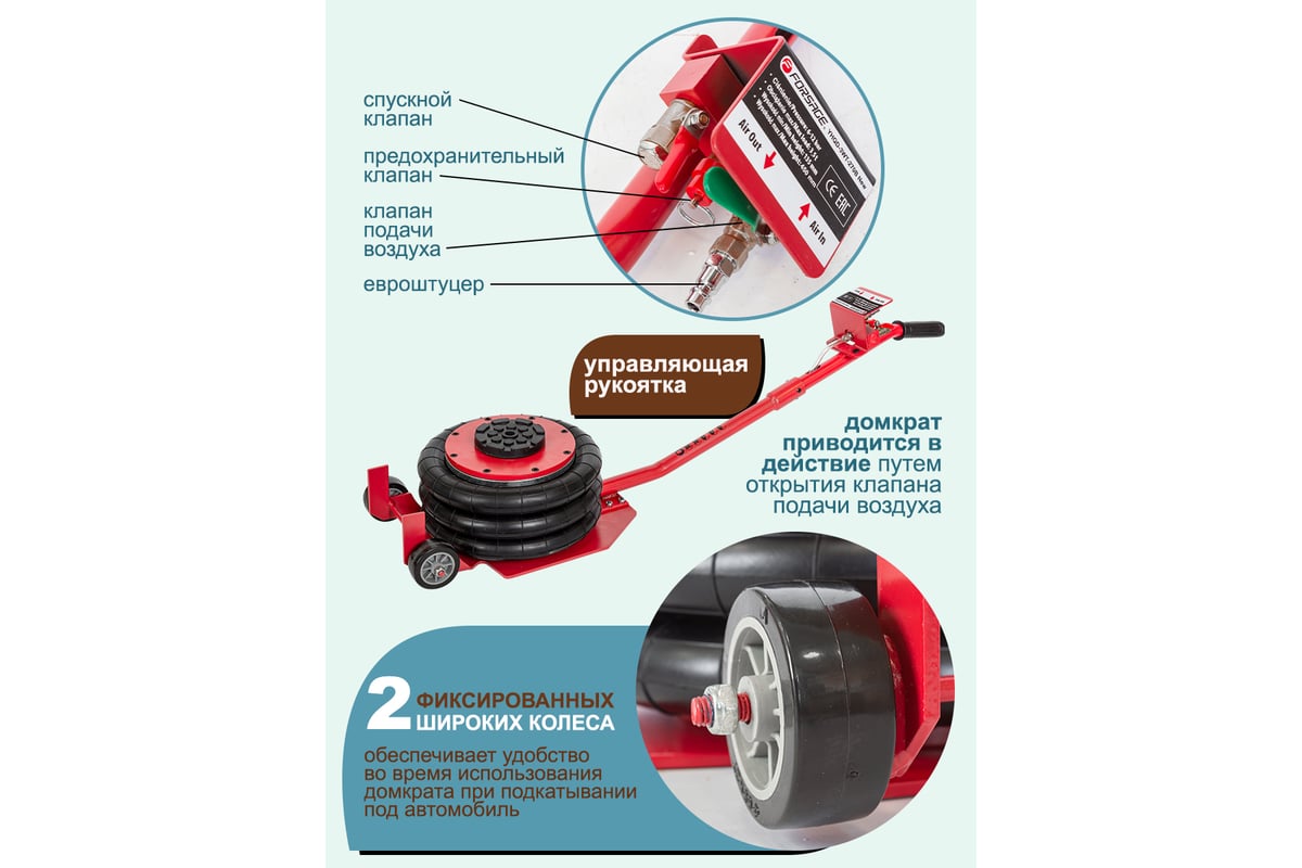 Подкатной пневматический домкрат Forsage 3.5т F-YHQD-3WT-270B(51125) F ...
