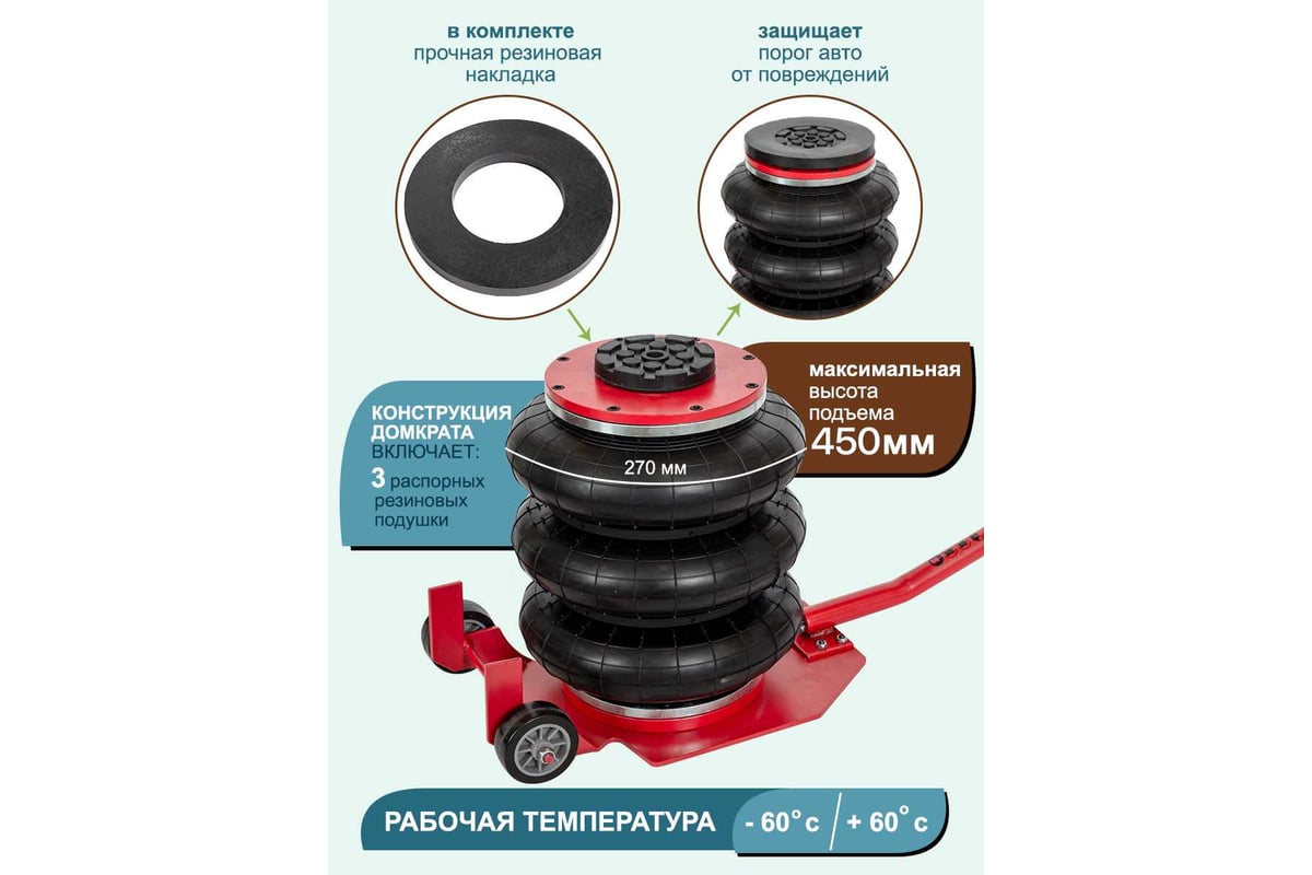 Подкатной пневматический домкрат Forsage 3.5т F-YHQD-3WT-270B(51125) F ...
