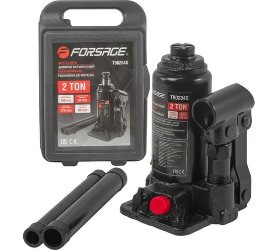 Бутылочный домкрат Forsage F-T90204-S(DS) 2 т, в кейсе 52725