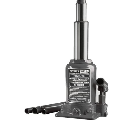Бутылочный домкрат KraftWell  г/п 6 т, с телескопическим штоком KRWBJT6