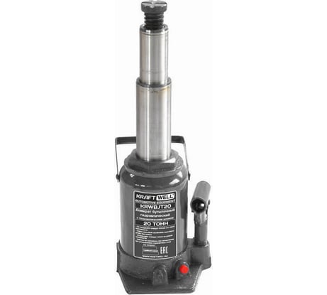 Бутылочный домкрат KraftWell г/п 20 т, с телескопическим штоком KRWBJT20