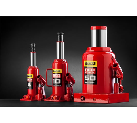 Бутылочный гидравлический домкрат STAYER Red Force 3 т, 194-372 мм 43160-3_z01