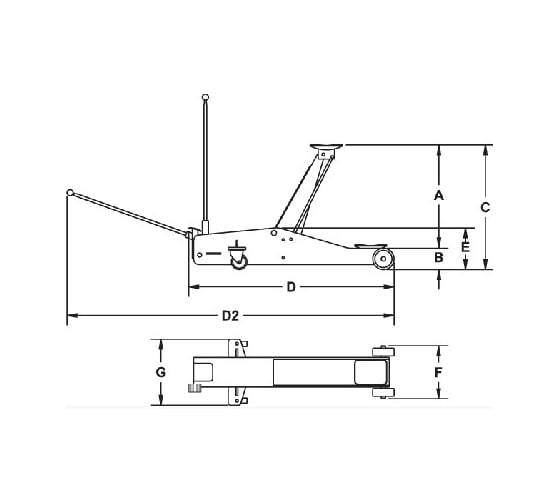 Подкатной домкрат RODCRAFT RH 215 8951082026 (2 т, h - 75-505)