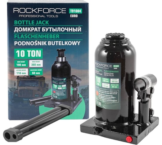 Гидравлический бутылочный домкрат ROCKFORCE с клапаном, 10 т RF-T91004EURO 1