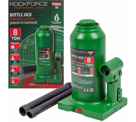 Гидравлический бутылочный домкрат ROCKFORCE с клапаном, 8 т RF-T90804(DS)(51452) RF-T90804 DS(51452)