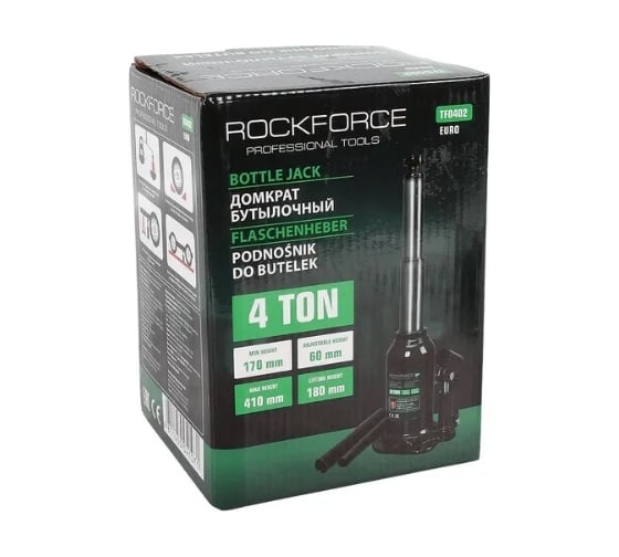 Гидравлический бутылочный домкрат Rockforce с двумя штоками и клапаном 4т RF-TF0402EURO