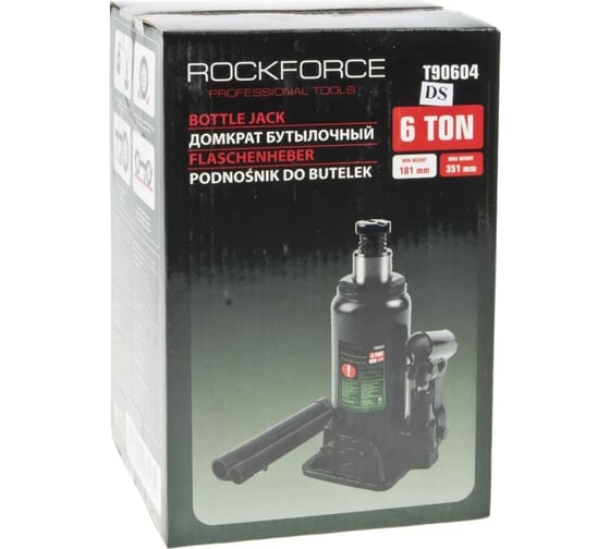 Гидравлический бутылочный домкрат Rockforce с клапаном 6т RF-T90604(DS)