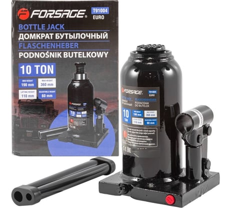 Бутылочный домкрат 10т с клапаном Forsage F-T91004(Euro)(9607)