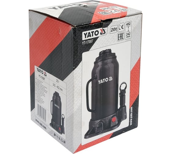 Гидравлический бутылочный домкрат YATO 20Т YT-17007
