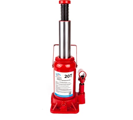 Гидравлический бутылочный домкрат 20 т в коробке /красный/ AUTOVIRAZH AV-074220