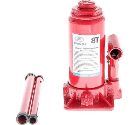 Гидравлический бутылочный домкрат 8 т в коробке /красный/ AUTOVIRAZH AV-074208