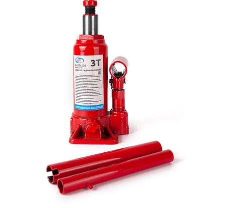 Гидравлический бутылочный домкрат 3 т в кейсе /красный/ AUTOVIRAZH AV-072403