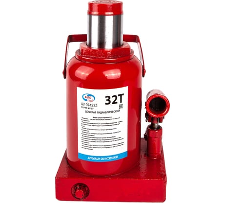 Гидравлический бутылочный домкрат 32 т в коробке /красный/ AUTOVIRAZH AV-074232