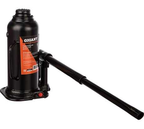 Гидравлический бутылочный домкрат 12Т, подхват 230мм, подъем 465мм, рабочий ход 210мм, Gigant HBJ-12