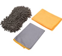 Набор для мойки FINORD полотенце 40x40см, микрофибра 40x40см, щетка, сумка из ПВХ FN-8013