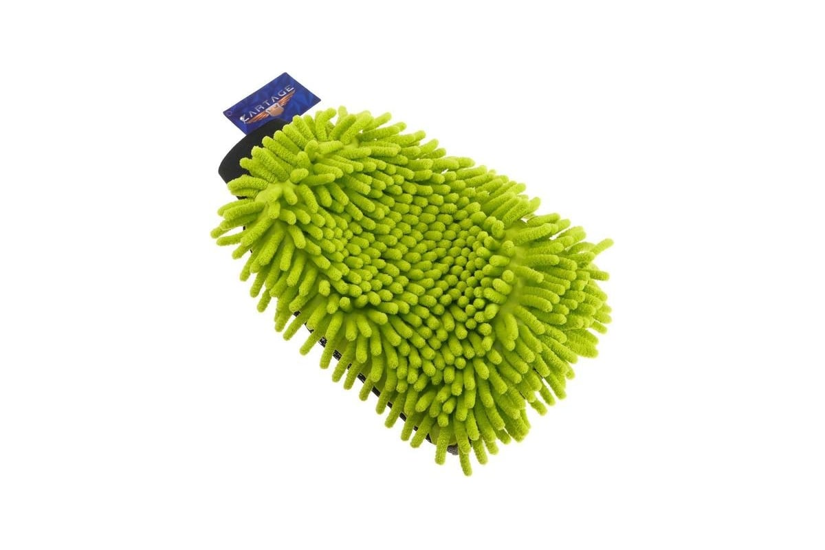 Варежка для мытья авто Cartage 25х19 см, двухсторонняя, зелено-серая ...